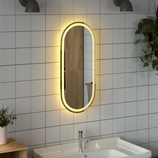 vidaXL Огледало за баня LED 80x35cm Прозрачен