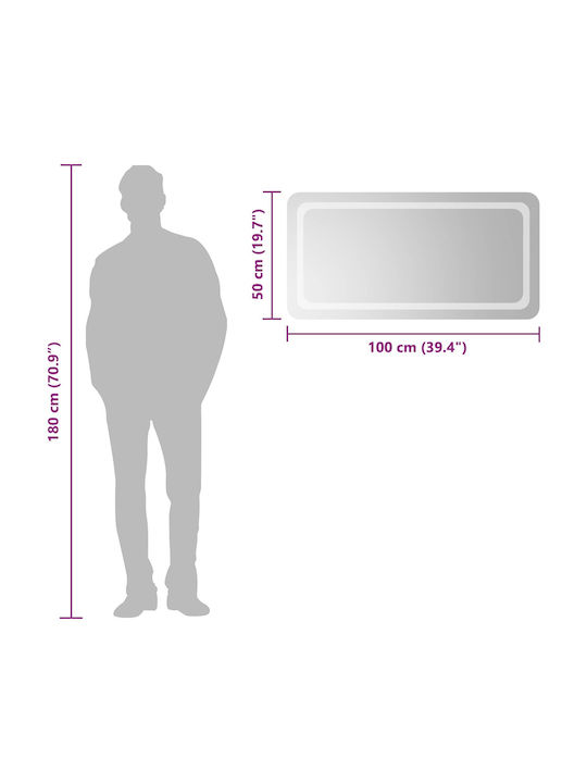 vidaXL vidaXL Bathroom Mirror Led 100x50cm Transparent