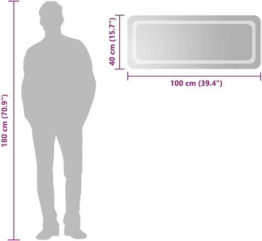 vidaXL Καθρέπτης Μπάνιου Led 100x40cm Διάφανος