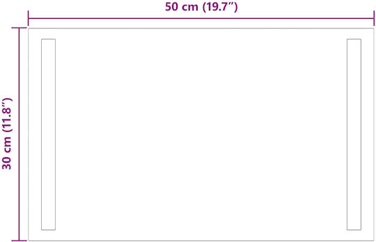 vidaXL Καθρέπτης Μπάνιου Led 50x30cm Διάφανος
