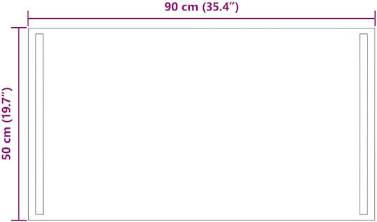 vidaXL Καθρέπτης Μπάνιου Led 90x50cm Διάφανος