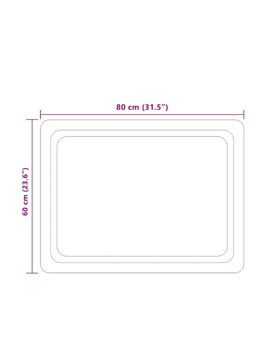 vidaXL Огледало за баня LED 80x60cm Прозрачен