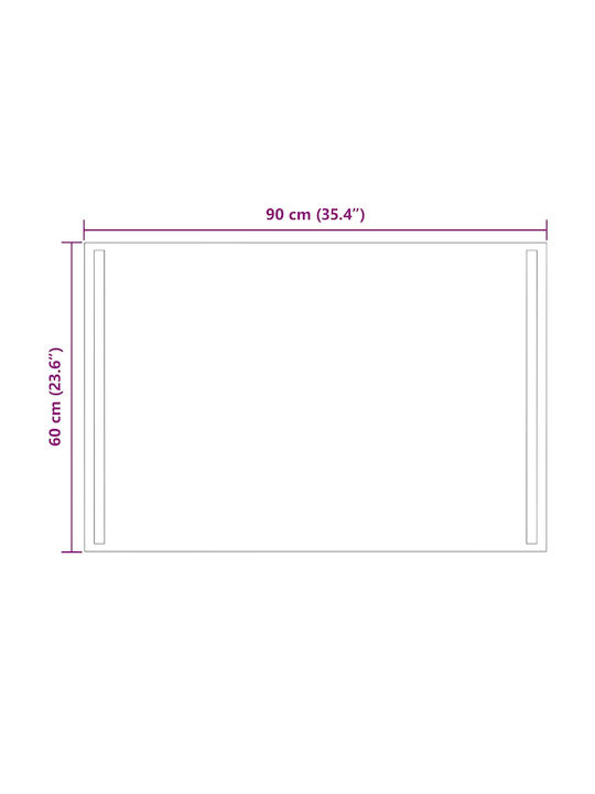 vidaXL Bathroom Mirror Led 90x60cm Transparent