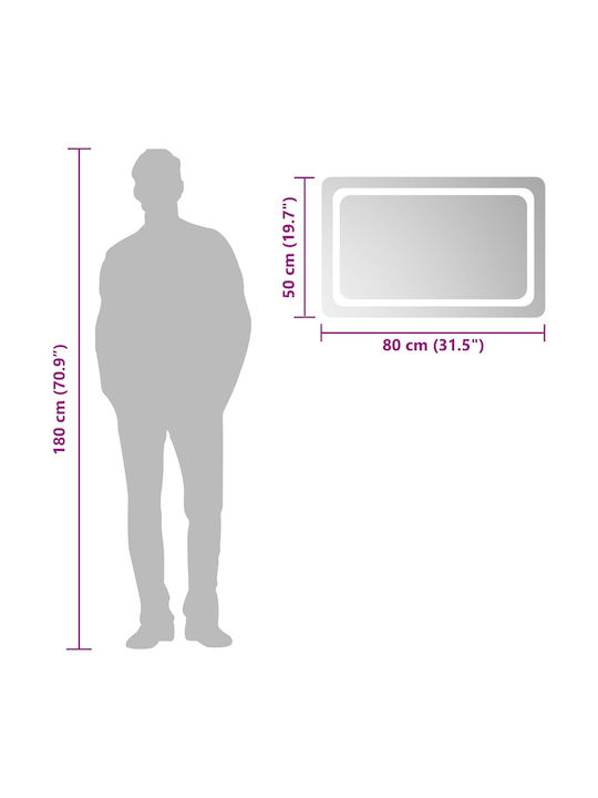 vidaXL Badezimmerspiegel Led 80x50cm Transparent