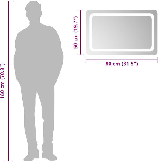 vidaXL vidaXL Bathroom Mirror Led 80x50cm Transparent