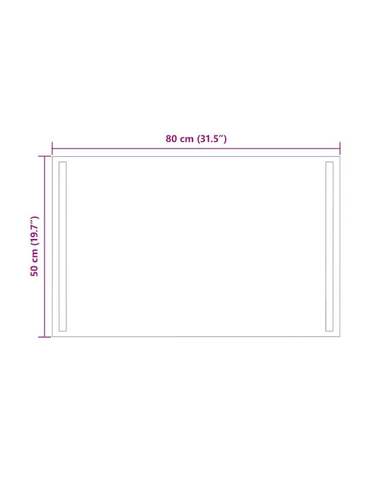 vidaXL Καθρέπτης Μπάνιου Led 80x50cm Διάφανος