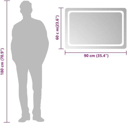 vidaXL Badezimmerspiegel Led 90x60cm Transparent
