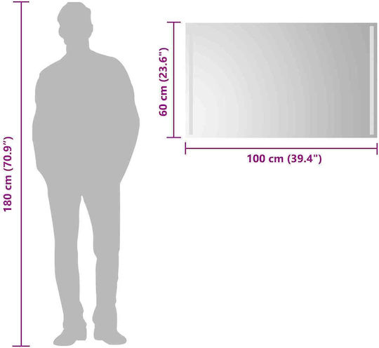 vidaXL Badezimmerspiegel Led 100x60cm Transparent