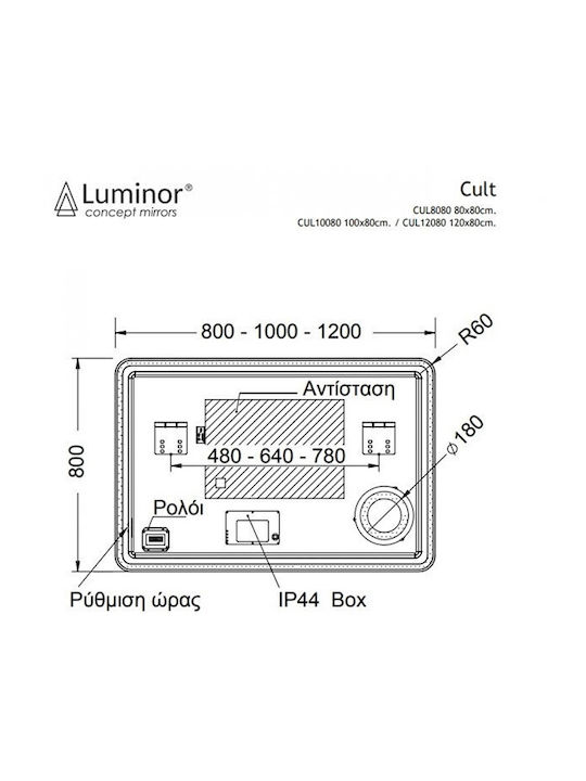 Luminor Cult Oglindă De Baie Rotundă Cu Mărire Cu Bluetooth 18x18cm