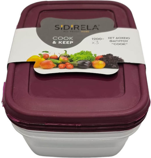 Sidirela Cook Kunststoff Mittagsboxen Grau 3 Stück