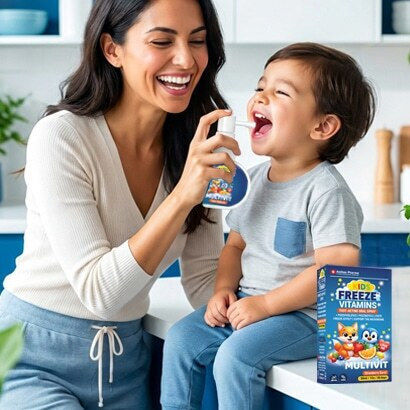 Amhes Freeze Vitamins - Kids Multivit Spray Multivitamin for Energy & Immune Support Strawberry Burst 30ml