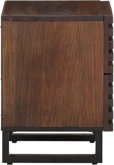 Wooden Bedside Tables with Metal Legs Brown 2 Pieces 40x34x46cm