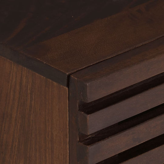 Wooden Bedside Tables with Metal Legs Brown 2 Pieces 40x34x46cm