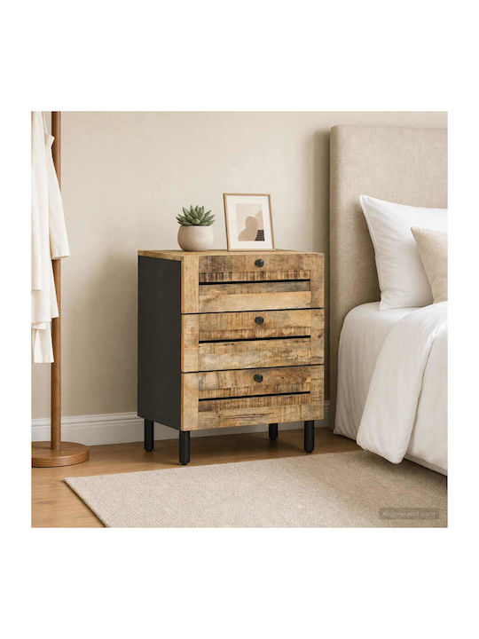 Wooden Beige Bedside Table 50x33x62cm
