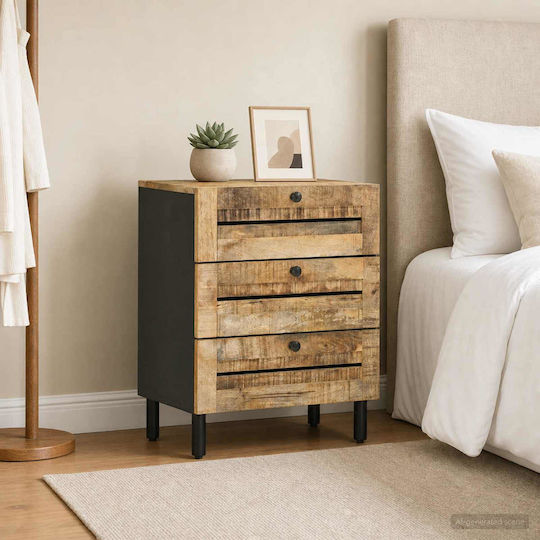 Wooden Beige Bedside Table 50x33x62cm