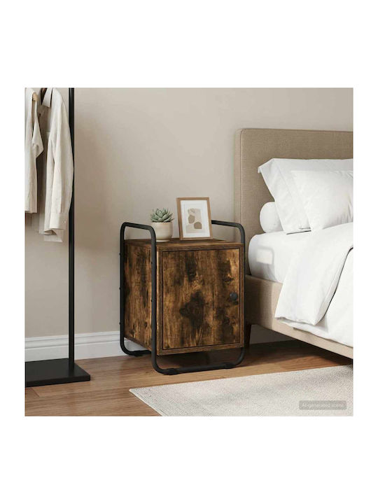 Wooden Bedside Table With Black Metal Legs 35x36.5x50cm