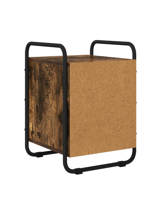 Wooden Bedside Table With Black Metal Legs 35x36.5x50cm