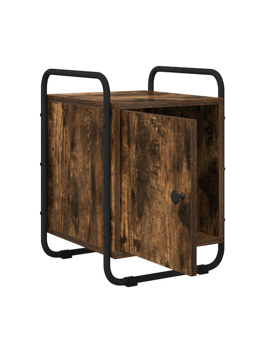 Wooden Bedside Table With Black Metal Legs 35x36.5x50cm