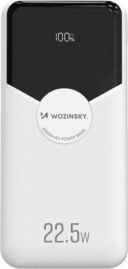 Wozinsky Power Bank 20000mAh 22.5W with USB-A Port and USB-C Port Power Delivery / Quick Charge White
