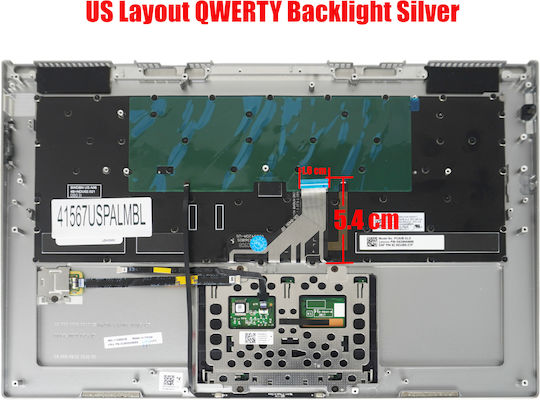 Laptop Keyboard Palmrest Lenovo Ideapad Yoga 920-13IKB 80Y7 80Y8 5CB0Q09594 5CB0Q09615 5CB0Q09654 5CB0Q09584 US Backlit Silver Code 41567USPALMBL