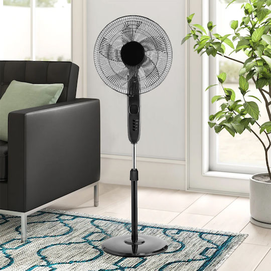 Aca Ανεμιστήρας Ορθοστάτης 55W Διαμέτρου 45cm με Τηλεχειριστήριο Μαύρος