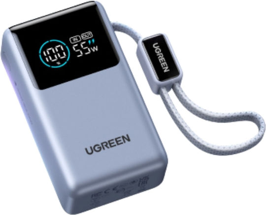 Ugreen PB727 Външна батерия 10000mAh 55W с USB-A Порт и USB-C Порт Power Delivery / Бързо зареждане Сив