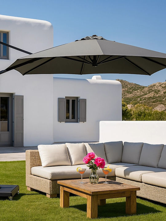Hanging Aluminum Grey Garden & Terrace Parasol 3.5x3.5m