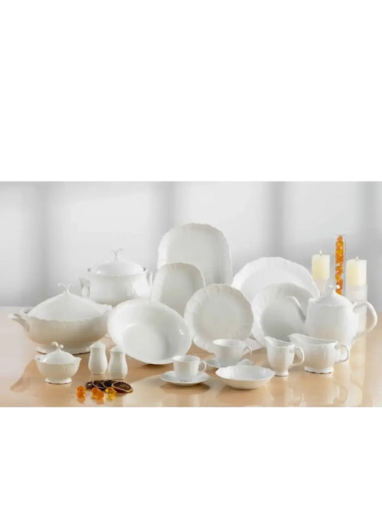 Cryspo Trio Jasmine White Porcelain Dinnerware Set 40pcs
