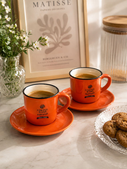 Premium Set Coffee Cups Made of Red Porcelain 190ml 2 Pieces