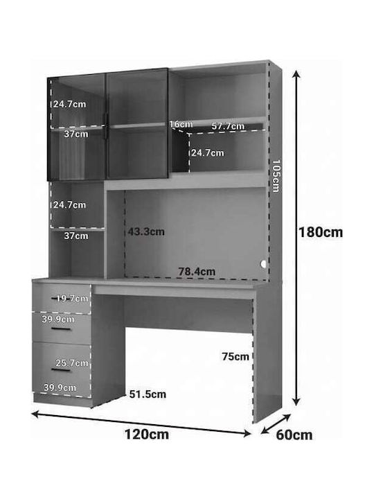 Birou De Calculatoare Citoro Din Lemn Agregat Cu Birou Bej 120x50x180cm