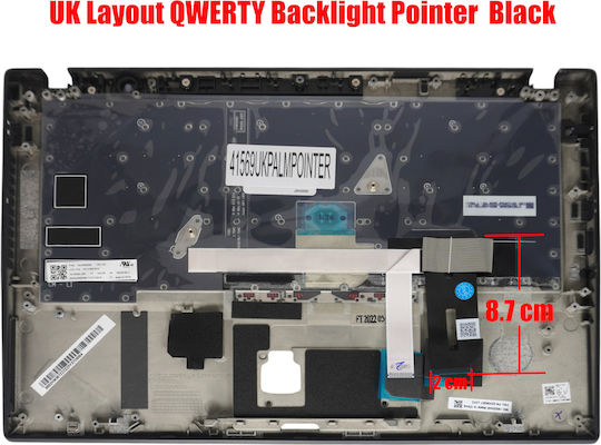 Laptop Keyboard Palmrest Lenovo Thinkpad T14s 20uh 20uj 5m10z54256 5m10z54257 UK Backlit Pointer Black Code 41569ukpalmpointer