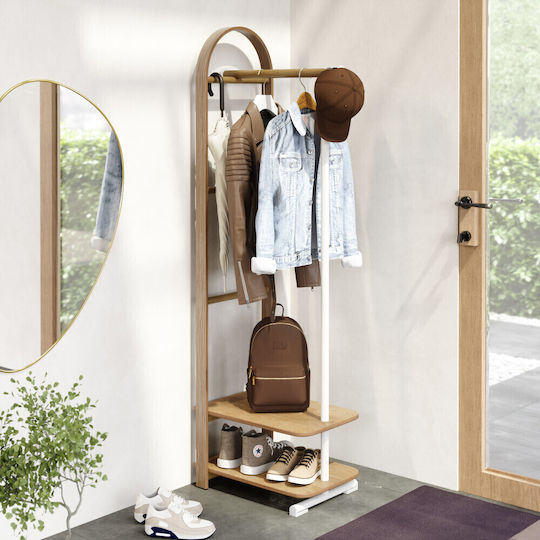 Eingangsmöbel mit Garderobe Natural, Λευκό 39x44x168cm Eingangsmöbel mit Garderobe Natural, Λευκό 39x44x168cm
