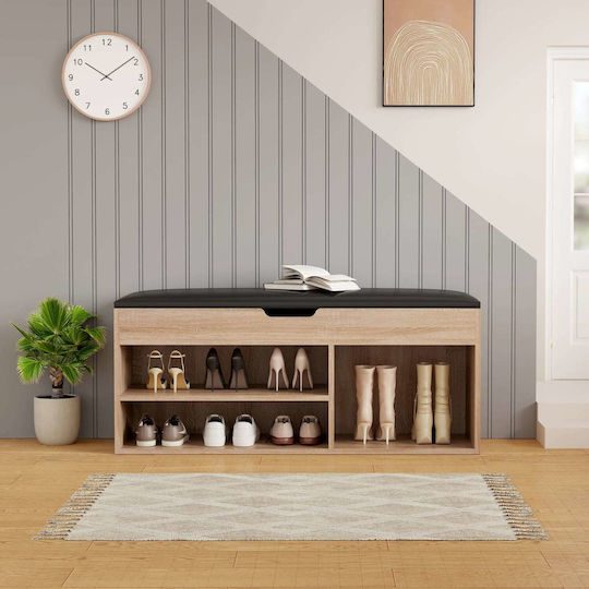 Entry Furniture with Shoe Rack & Bench Σοναμά-καφέ 100x30x44cm