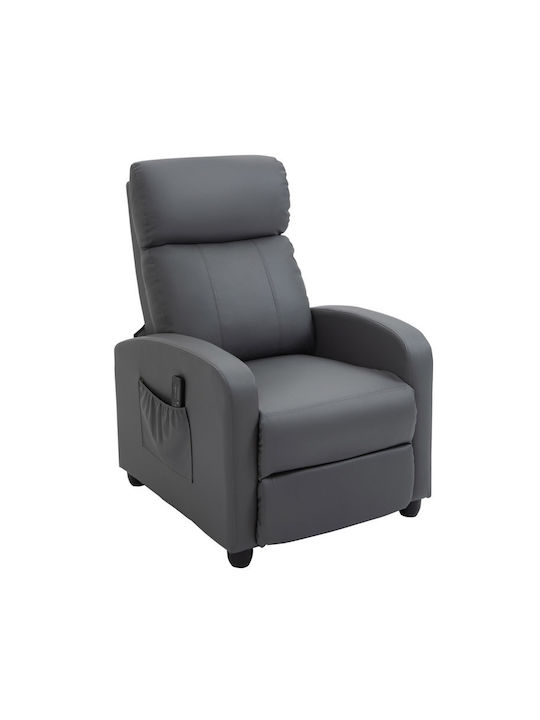 Fotoliu Relax Masaj din Piele Ecologică Gri 68x88x98cm