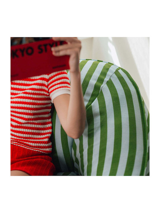 Bean Bag Chair Ziggy Green Blue Stripes