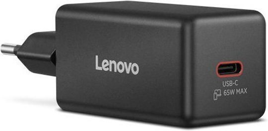 Lenovo GaN Charger with USB-C Port and USB-C - USB-C Cable 65W Power Delivery Black (40AW65WBEU)