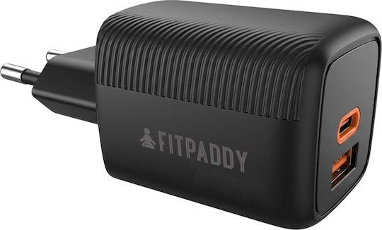 Fitpaddy Wireless Charger GaN With USB-A Output Port And USB-C Output Port 45W Power Delivery Black TC45WBK