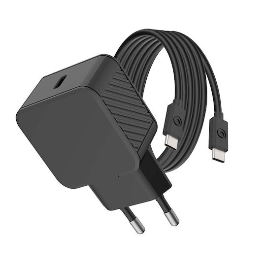 BigBen Connected Зарядно Устройство с USB-C Порт и Кабел USB-C - USB-C 25W Power Delivery Черно