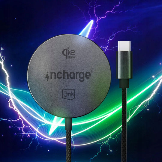 3MK Wireless Charger Qi2 25W Black Incharge Align For Android