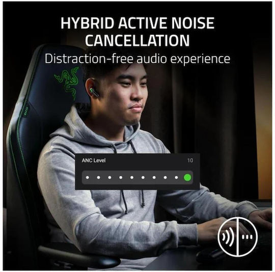 Razer Hammerhead V3 HyperSpeed In-ear Bluetooth Handsfree Ακουστικά με Αντοχή στον Ιδρώτα και Θήκη Φόρτισης Μαύρα