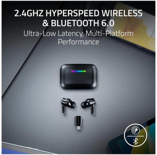 Razer Hammerhead V3 HyperSpeed In-ear Bluetooth Handsfree Ακουστικά με Αντοχή στον Ιδρώτα και Θήκη Φόρτισης Μαύρα