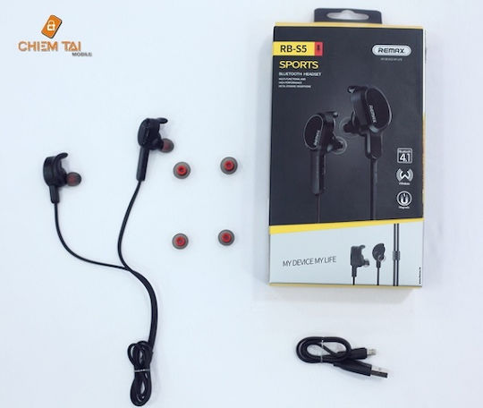 Remax RS-S5 In ear Bluetooth хендсфри Слушалки с Устойчивост на Пот Черен