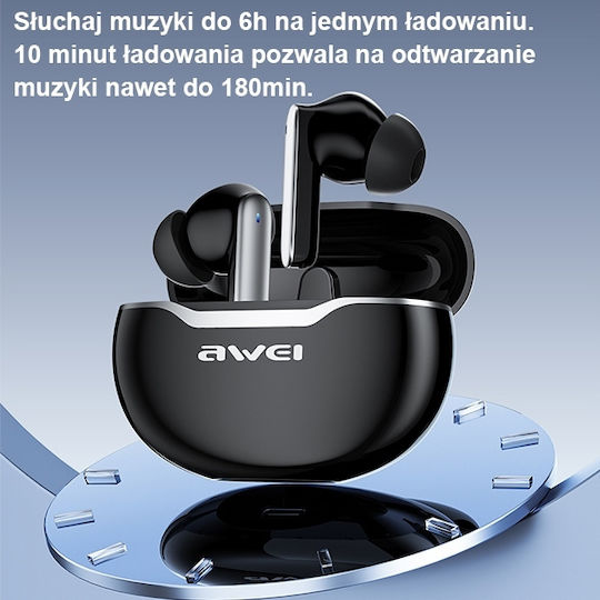 Awei T50 In-ear Bluetooth Handsfree Earphones with Sweat Resistance and Charging Case Black
