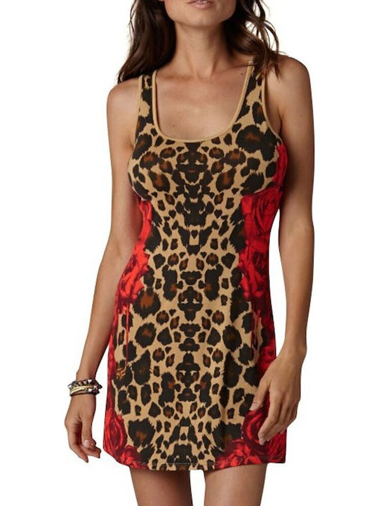Summer Mini Evening Slip Dress Walnut