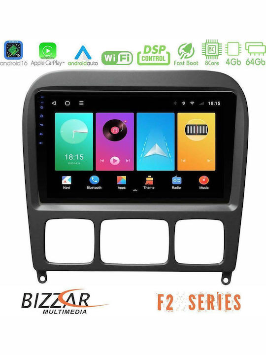 Bizzar Auto-Audiosystem Für Mercedes-Benz S-Klasse 1999-2004 Mit Touchscreen 9" Bluetooth USB WiFi GPS Apple CarPlay Android Auto