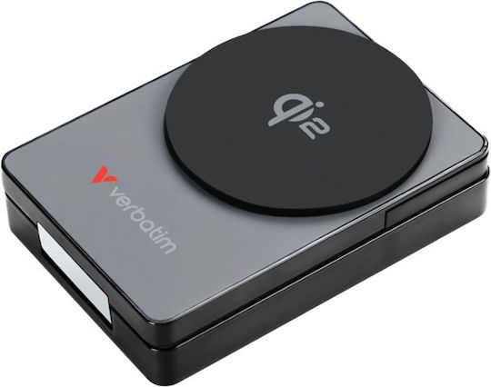 Verbatim Charge 'n' Go Qi2 Power Bank 5000mAh 20W With USB-C Output Port Grey