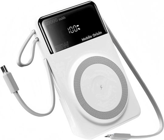 Mobile Origin PB15 MagSafe Power Bank 20000mAh 35W με Θύρα USB-C Power Delivery Λευκό