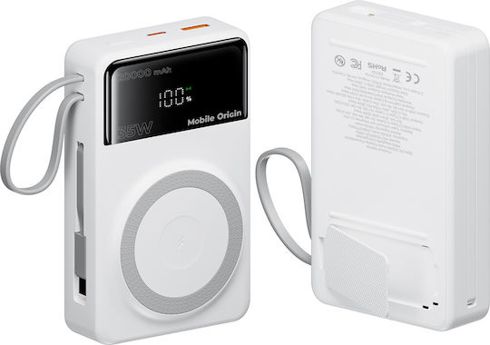 Mobile Origin PB15 MagSafe Power Bank 20000mAh 35W με Θύρα USB-C Power Delivery Λευκό