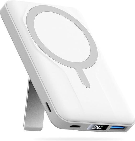 ET-W1P MagSafe Power Bank 10000mAh 15W With USB-A Output Port And 2 USB-C Output Ports White