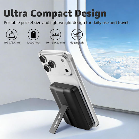 ET-W1P MagSafe Power Bank 10000mAh 15W with USB-A Port and USB-C Port Black